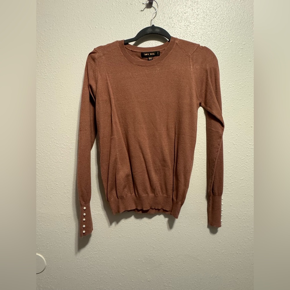 Sweater with Pearl Sleeve Accents